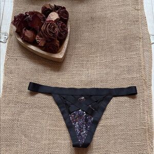 Victoria's Secret Black Glitter Thong